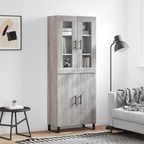 Buffet haut Sonoma gris 69,5x34x180 cm Bois d'ingénierie vidaXL (1/5)