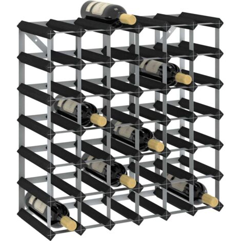 vidaXL Wine Rack for 42 Bottles Black Solid Pine Wood