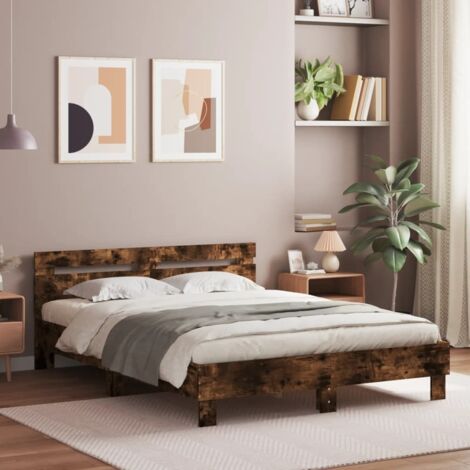 Cadre de lit avec LED sans matelas chêne fumé 150x200 cm vidaXL (1/5)