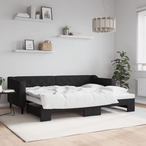 Lit de jour avec lit gigogne Lit adulte Canapé Confortable noir 80x200 cm tissu vidaXL (1/5)