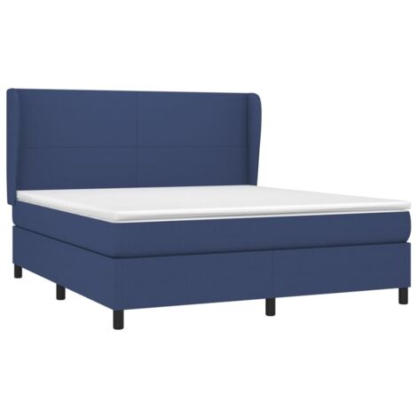 vidaXL Sommier à lattes de lit avec matelas Bleu 160x200 cm Tissu (1/5)