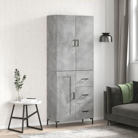 Buffet haut Gris béton 69,5x34x180 cm Bois d'ingénierie vidaXL (1/5)