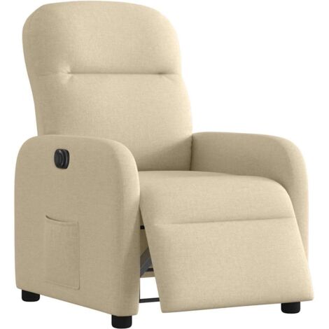 Fauteuil inclinable électrique Crème Tissu vidaXL