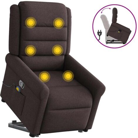 vidaXL Fauteuil inclinable de massage Marron foncé Tissu (1/5)
