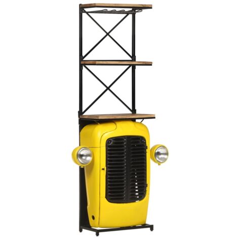 vidaXL Cave à vin tracteur Jaune 49x31x172 cm Bois de manguier solide