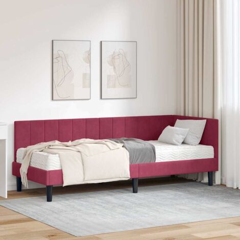 vidaXL Cadre de lit d'angle Rouge bordeaux 80 x 200 cm Velours (1/5)