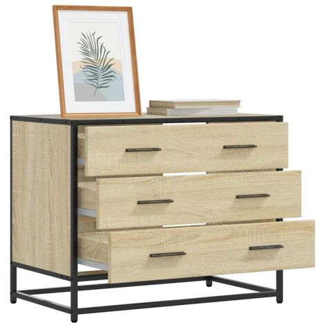 Vidaxl – Commode enfant chêne sonoma 70x41x56 cm – 3 tiroirs – Bois d'ingénierie – Surface résistante à l'humidité – Style industriel
