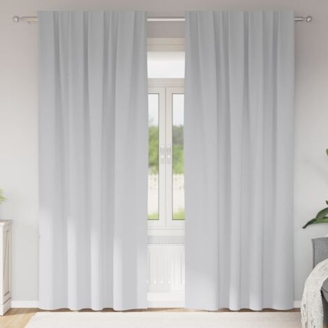 Rideaux occultants avec anneaux Gris pâle Polyester vidaXL (1/5)