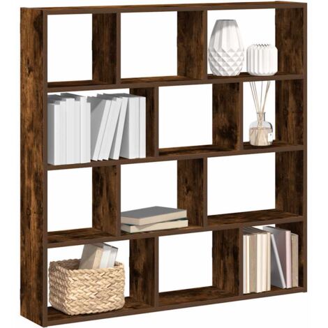 vidaXL Étagère cube murale 12 compartiments chêne fumé bois ingénierie