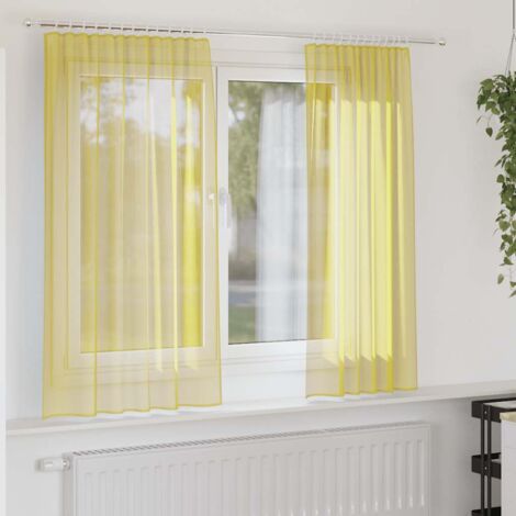 Rideaux en voile avec passe-tringles 2 pcs jaune vidaXL (1/5)