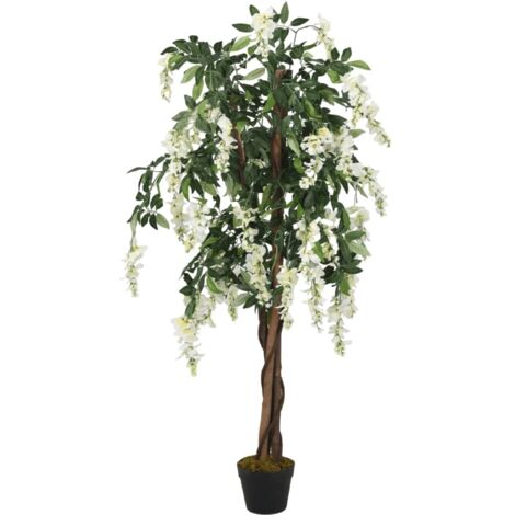 Glycine artificielle 840 feuilles 150 cm vert et blanc vidaXL