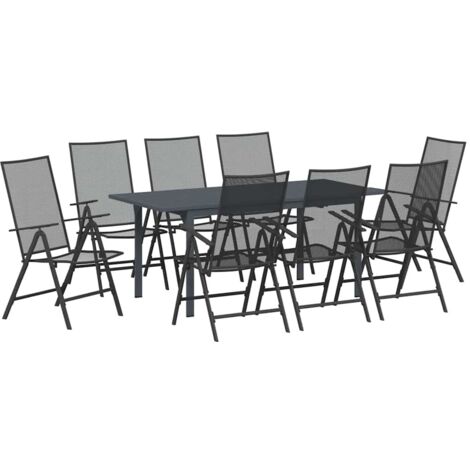 vidaXL Ensemble de salle à manger pour jardin 9 pcs Anthracite Acier (1/5)