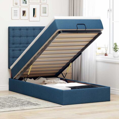 Cadre de lit ottoman avec matelas bleu 90x190 cm tissu vidaXL (1/5)