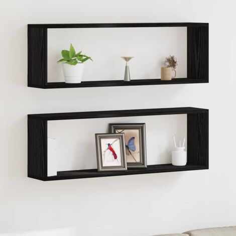Vidaxl – Étagère murale 2 étagères en bois d'ingénierie chêne noir 80 x 15 x 26 cm – Capacité de charge jusqu'à 60 kg – Installation murale facile