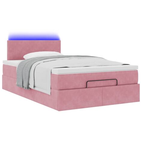 Cadre de lit ottoman avec matelas rose 120x200 cm velours vidaXL (1/5)