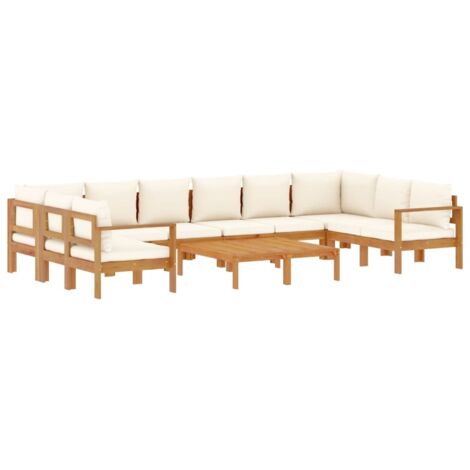 Salon de jardin avec coussins 8 pcs bois massif d'acacia vidaXL