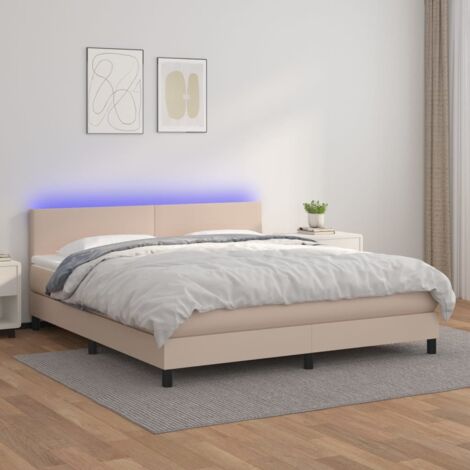 Sommier à lattes de lit avec matelas LED Cappuccino 180x200 cm vidaXL (1/5)
