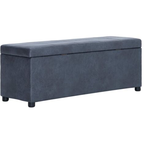 Banc avec compartiment de rangement 116 cm Gris Similicuir daim vidaXL