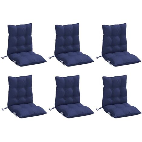 Coussins de chaise à dossier bas lot de 6 bleu marine