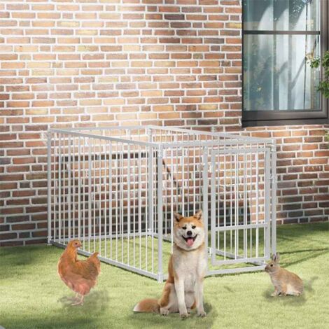 Vidaxl – Chenil extérieur 100x200x100 cm – Acier robuste – Système de verrouillage sécurisé – Parois en barres pour ventilation
