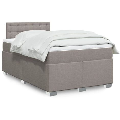 vidaXL Sommier à lattes de lit avec matelas Taupe 120x200 cm Tissu