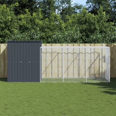 Vidaxl – Poulailler avec cour anthracite 165x455x181 cm – Acier galvanisé durable – Pour 4 à 6 poules – Enclos sécurisé pour petits animaux