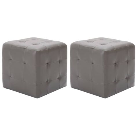 2 pcs Poufs Gris 30 x 30 x 30 cm Similicuir vidaXL