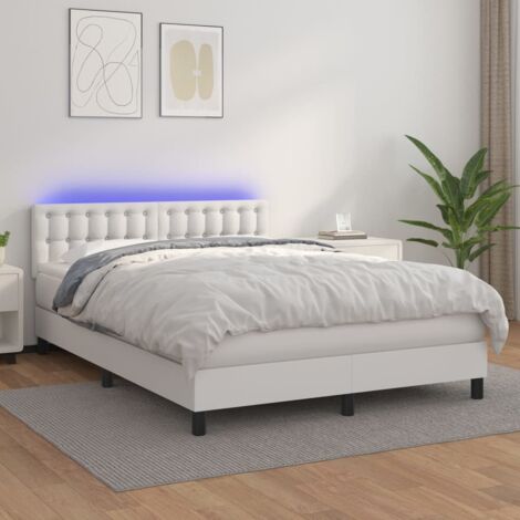 Sommier à lattes de lit avec matelas et LED Blanc 140x200 cm vidaXL (1/5)