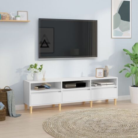 Furniture Limited - Meuble TV blanc 150x30x44,5 cm bois (1/5)