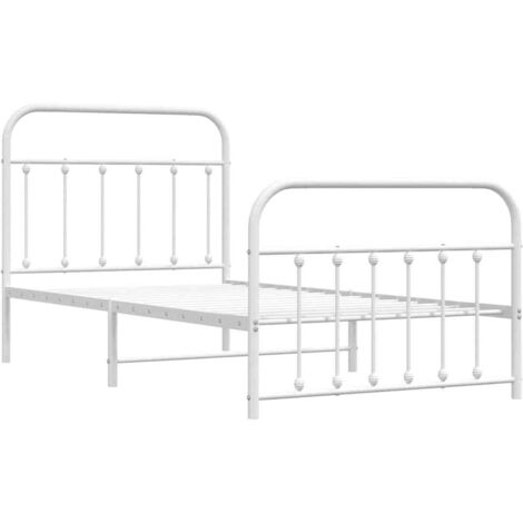 Cadre de lit métal sans matelas et pied de lit blanc 100x190 cm vidaXL (1/5)
