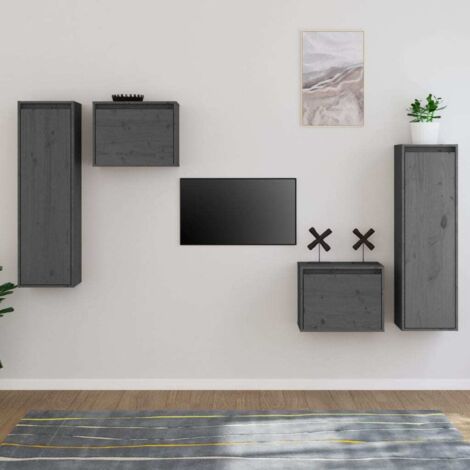 Meubles TV 4 pcs Gris Bois massif de pin vidaXL (1/5)