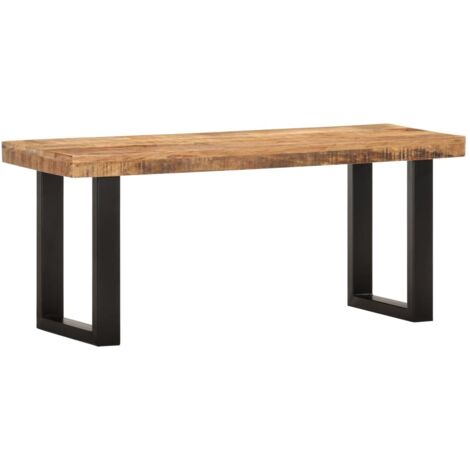 Vidaxl – Banc de jardin 110 cm en bois de manguier massif et acier – Style industriel – Stable et durable – Facile à assembler (1/6)