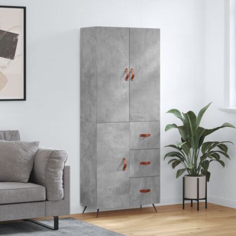 Buffet haut Gris béton 69,5x34x180 cm Bois d'ingénierie vidaXL (1/5)