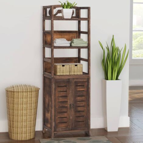 vidaXL Vitrine Marron foncé 46x24x140 cm Bois massif de Paulownia (1/5)