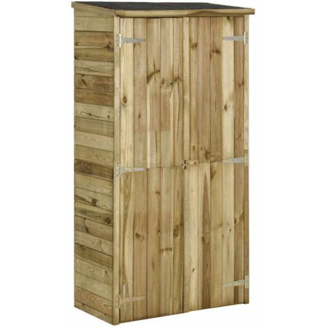 Vidaxl – Abri à outils en pin imprégné 85x48x177 cm – 3 étagères – Toit en feutre imperméable – Résistant aux intempéries et à la pourriture