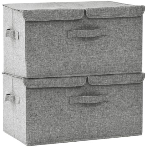 vidaXL  Storage boxes  Folding with Storage 2 pcs Grey Non-woven fabric