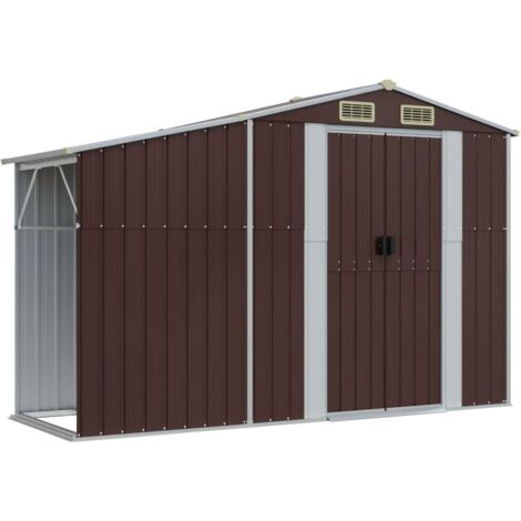Vidaxl – Abri de jardin métal 277x93x179 cm – Acier galvanisé – Ventilation efficace – Grand espace de rangement pour outils