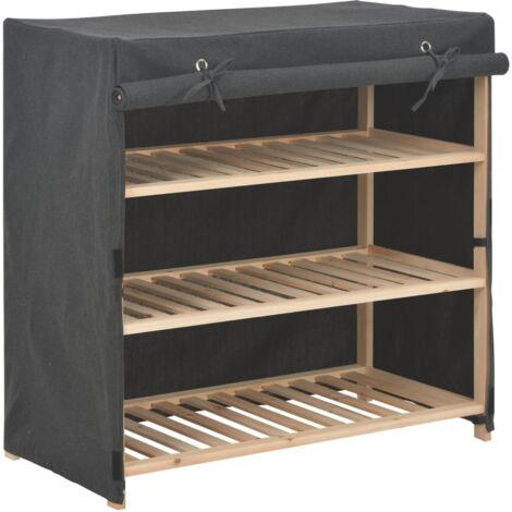 Armoire à chaussures avec housse Gris 79x40x80 cm  Tissu vidaXL (1/6)