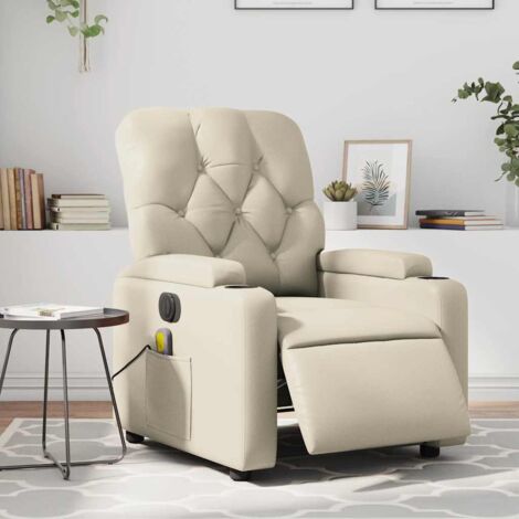 Fauteuil de massage inclinable électrique crème similicuir vidaXL