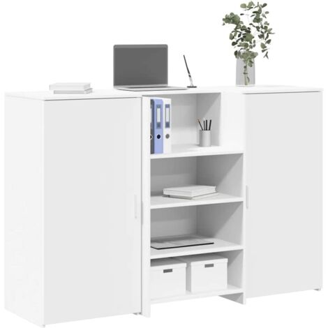 Bureau de réception blanc 155x50x103,5 cm bois d'ingénierie vidaXL (1/5)