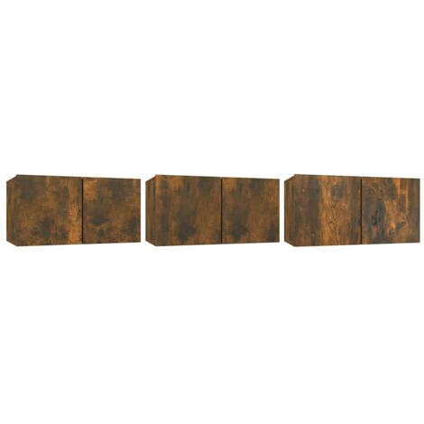 Ensemble meuble TV Montage mural 3 pcs Marron 60 x 30 x 30 cm vidaXL (1/5)