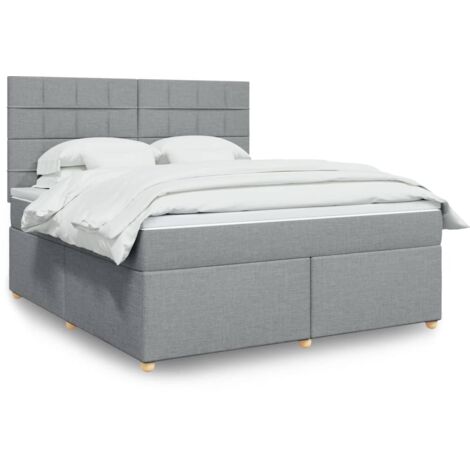 Sommier à lattes de lit avec matelas Gris clair 180x200cm Tissu vidaXL (1/5)