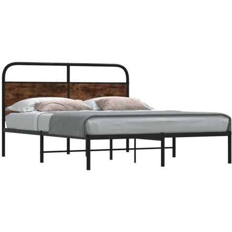 Cadre de lit sans matelas 150x200 cm chêne fumé bois ingénierie vidaXL (1/5)