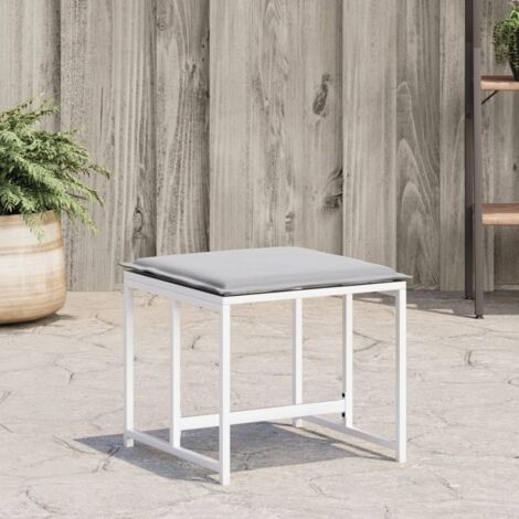 Tabourets de jardin avec coussins 4pcs blanc acier et textilène vidaXL