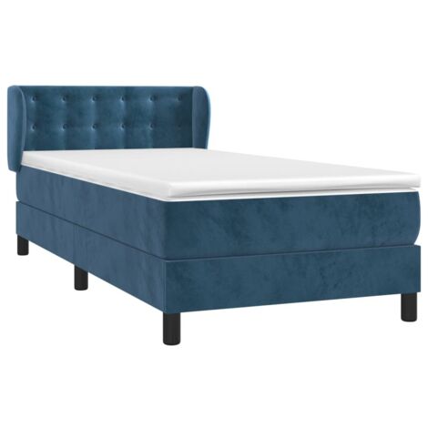 Sommier à lattes de lit avec matelas Bleu foncé 90x200 cm vidaXL