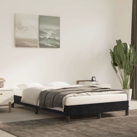 Vidaxl – Cadre de lit noir 120x190 cm en velours – Structure robuste en bois d'ingénierie – Lattes en contreplaqué pour soutien optimal