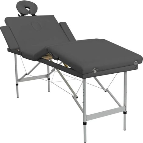 Table de massage 4 zones Cadre en aluminium Anthracite 186x68cm