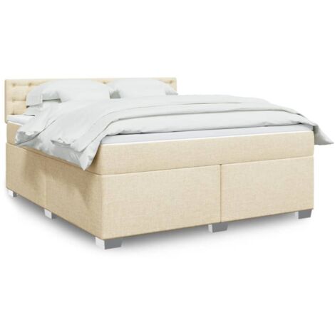 vidaXL Sommier à lattes de lit avec matelas Crème 180x200 cm Tissu