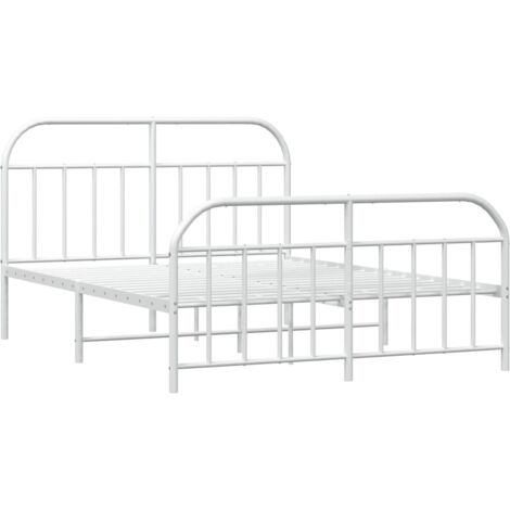 Cadre de lit métal sans matelas et pied de lit blanc 140x200 cm vidaXL (1/5)