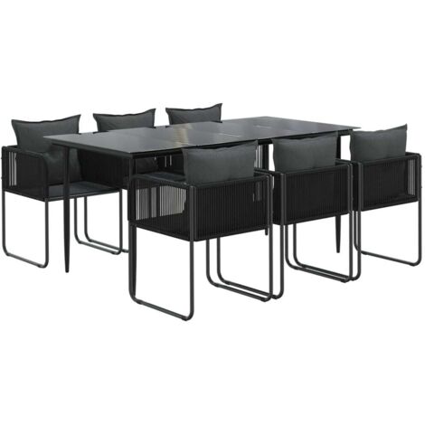 Vidaxl – Ensemble à manger de jardin 7 pcs – Résine tressée résistante aux intempéries – Table 160x80cm en verre trempé – Chaises avec coussins confortables (1/5)